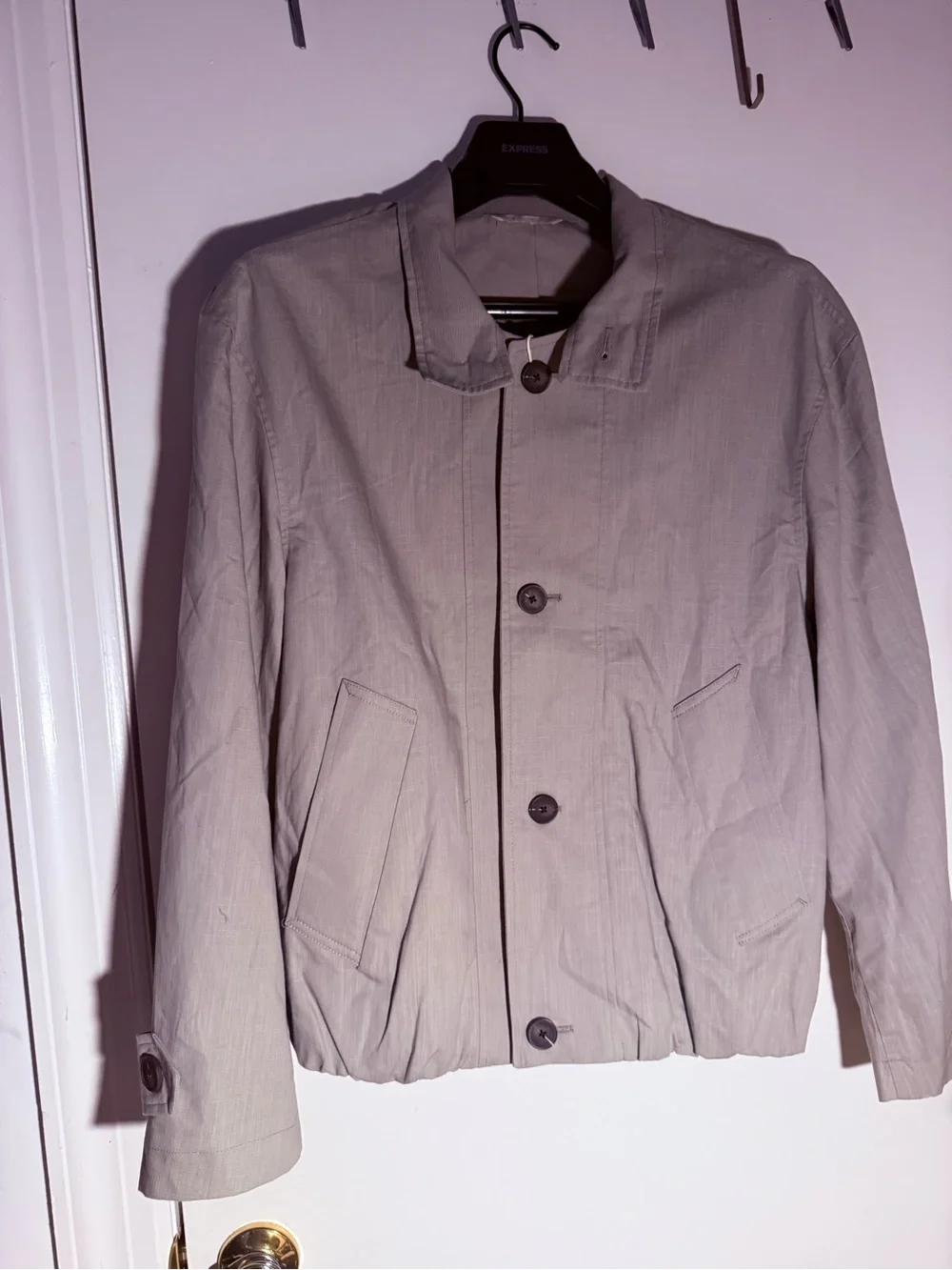 Light Gray Button-Front Casual Jacket